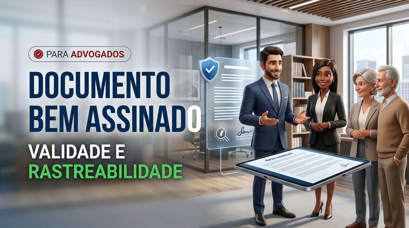 Imagem editorial da JurisPoint AI sobre checklist 7 elementos tornam assinatura eletronico realmente valida, com visual abstrato de assinatura eletronica para advogados.